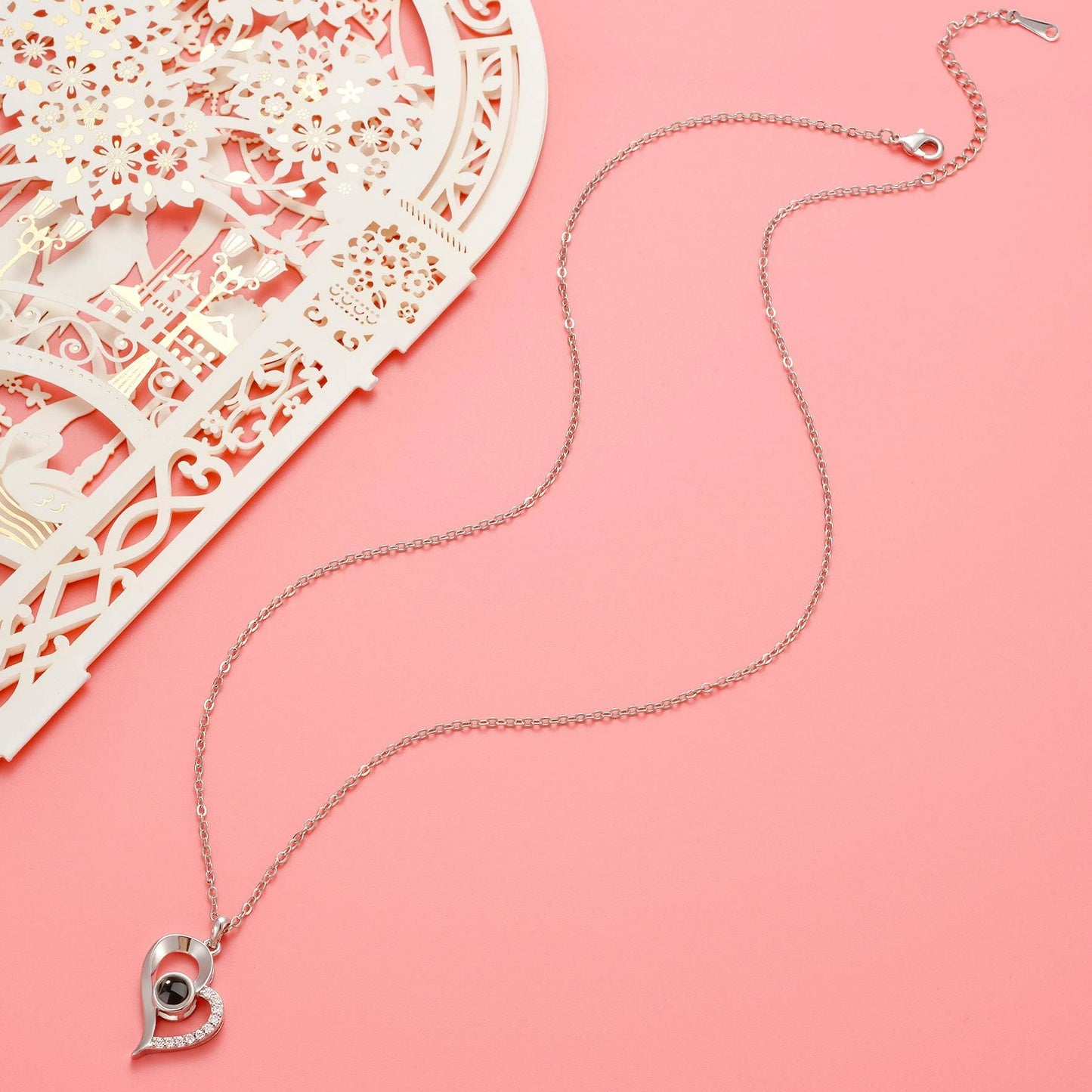 100 Dilde Seni Seviyorum Mercekli Kalpli Kolye