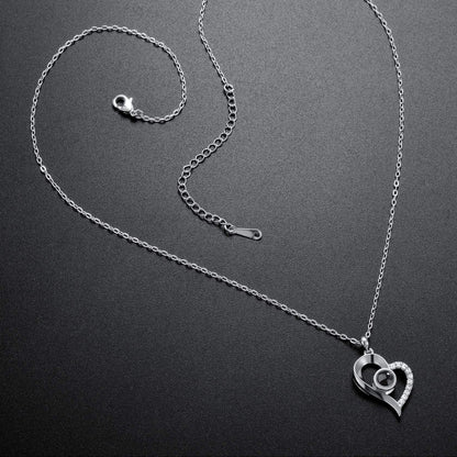 100 Dilde Seni Seviyorum Mercekli Kalpli Kolye