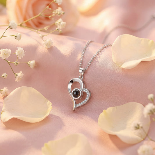 100 Dilde Seni Seviyorum Mercekli Kalpli Kolye