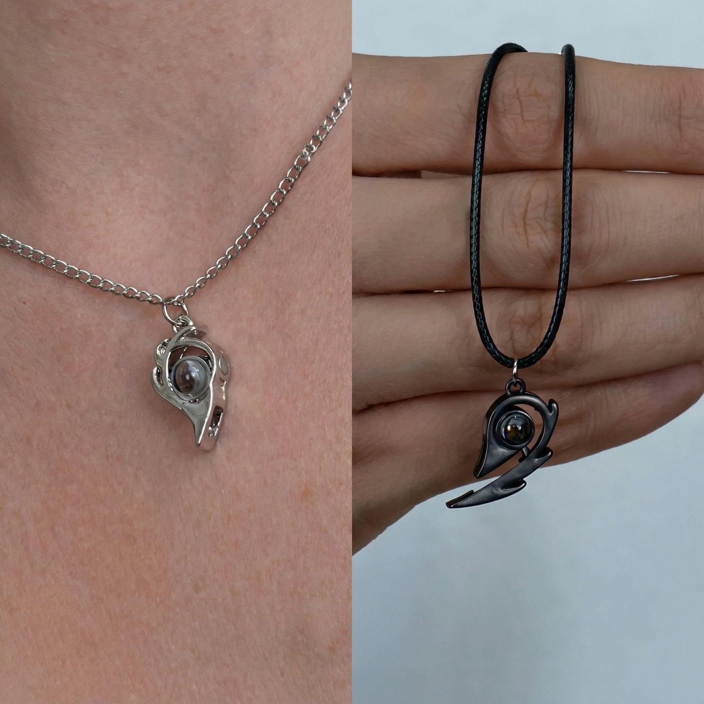 100 Dilde Seni Seviyorum Mercekli Kalpli Sevgili Çift Kolyesi